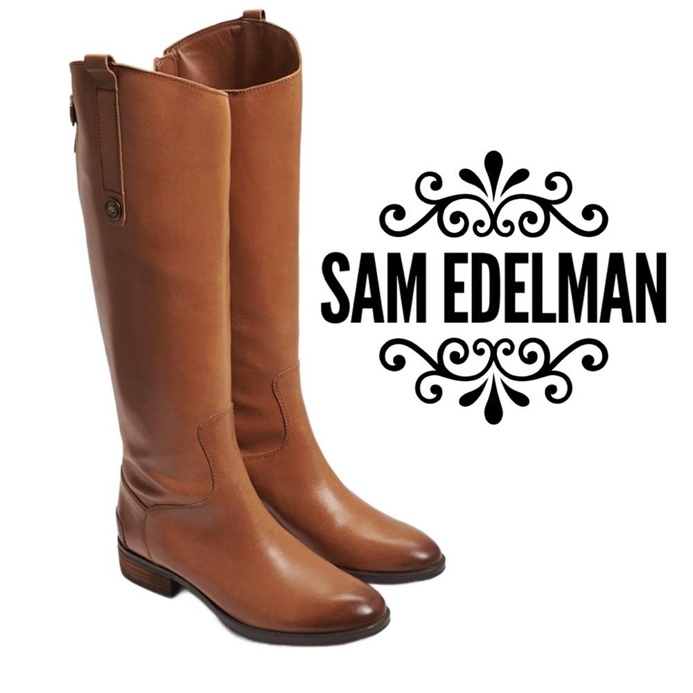 Sam Edelman Knee High Brown Whiskey Leather Penny Riding Boot Size. 9.5